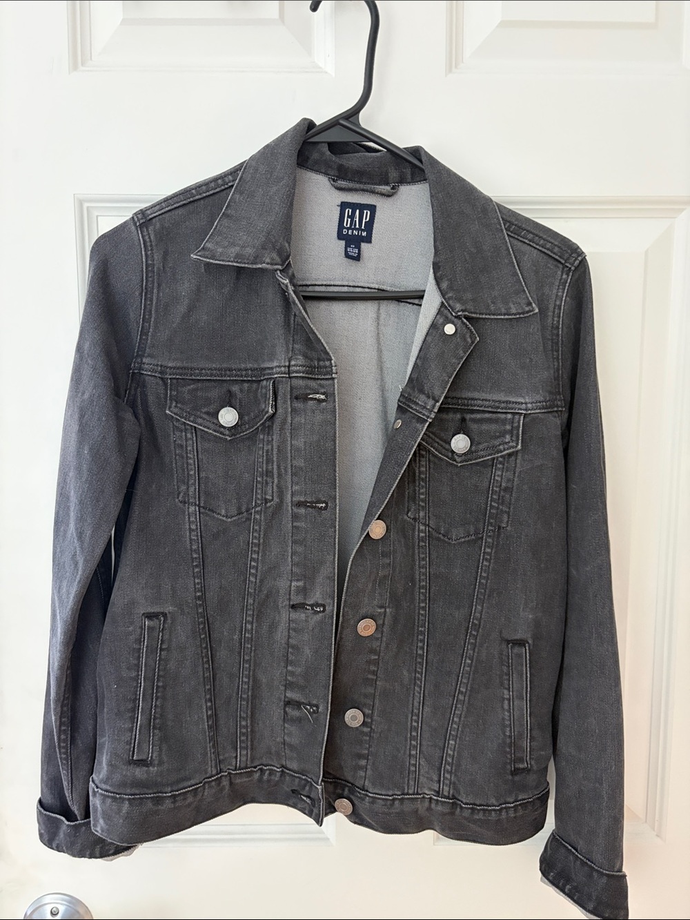 GAP Black Denim Jacket with Silver Buttons